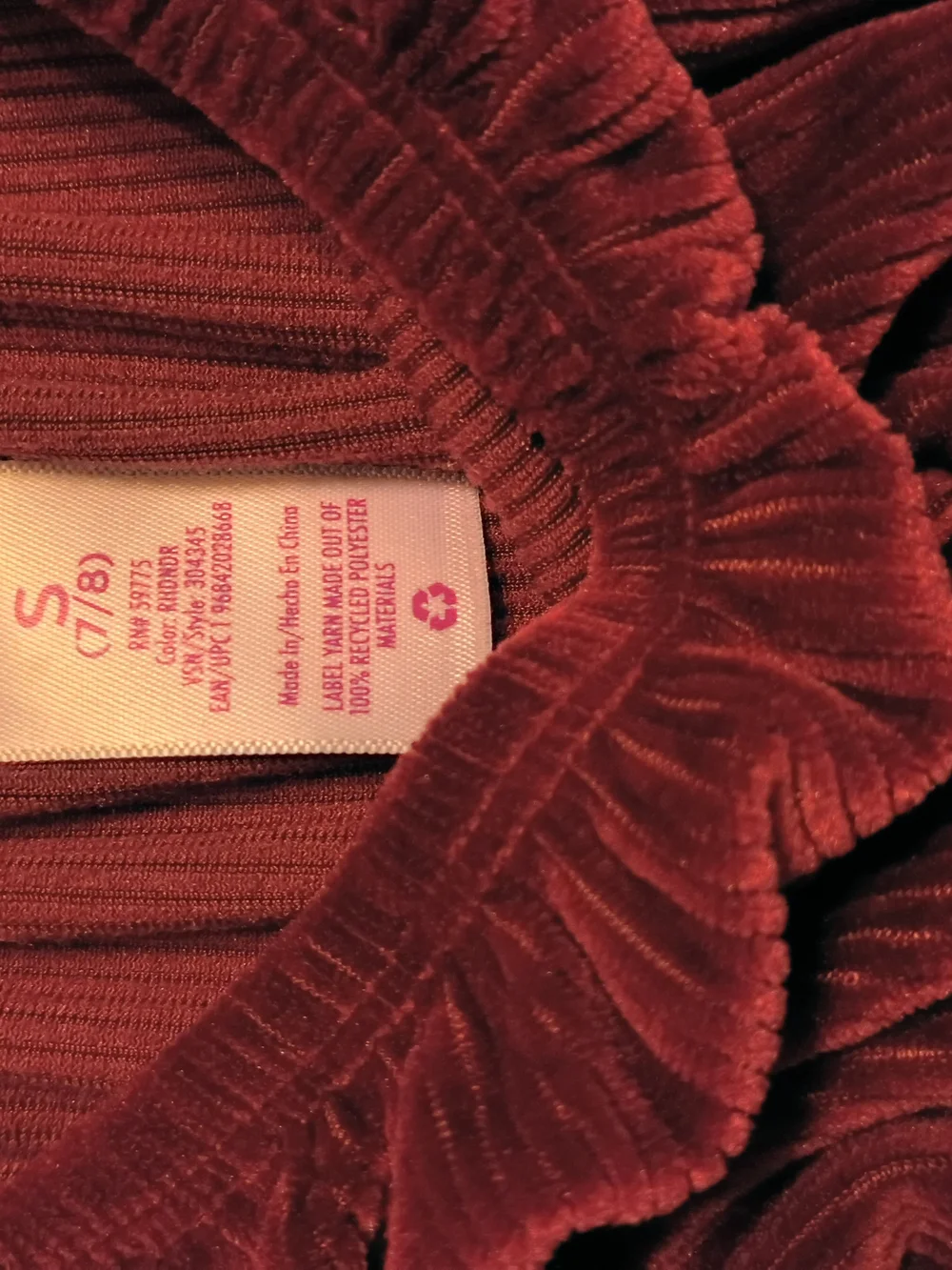 Like New! Girls Velvet Romper - Red Burgundy Ruffle 7/8